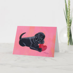 Black Labrador Puppy and Heart Helgkort