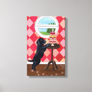 Black Labrador Puppy and Muffinss Artwork Canvastryck