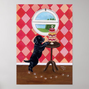 Black Labrador Puppy and Muffinss Artwork Poster