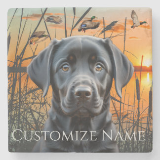 Black Labrador Puppy, anpassad Bröllop-gåva Stenunderlägg