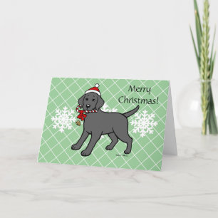 Black Labrador Puppy Candy cane Helgkort