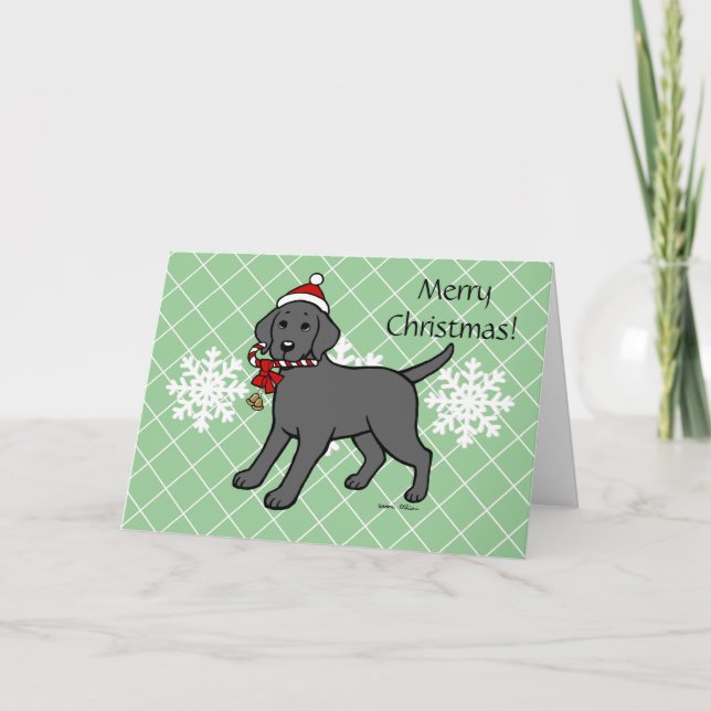 Black Labrador Puppy Candy cane Helgkort (Framsida)