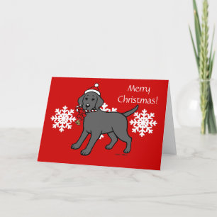 Black Labrador Puppy Candy cane Helgkort