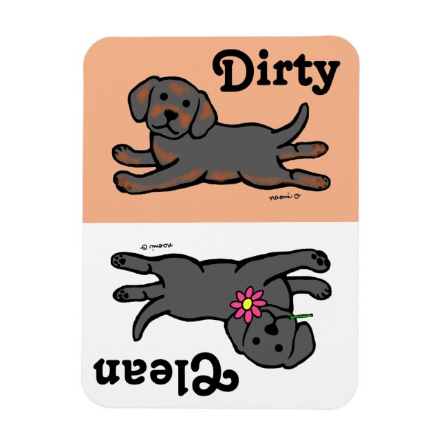 Black Labrador Puppy Clean / Dirty Dishwasher Magnet (Vertikal)