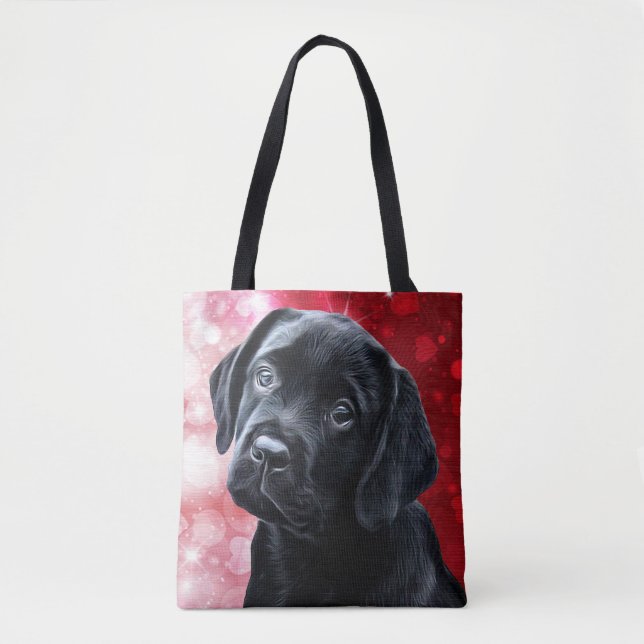 Black Labrador Puppy Cute Labrador Retriever Tygkasse (Framsida)