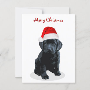 Black Labrador Puppy God jul Santa Hund Julkort