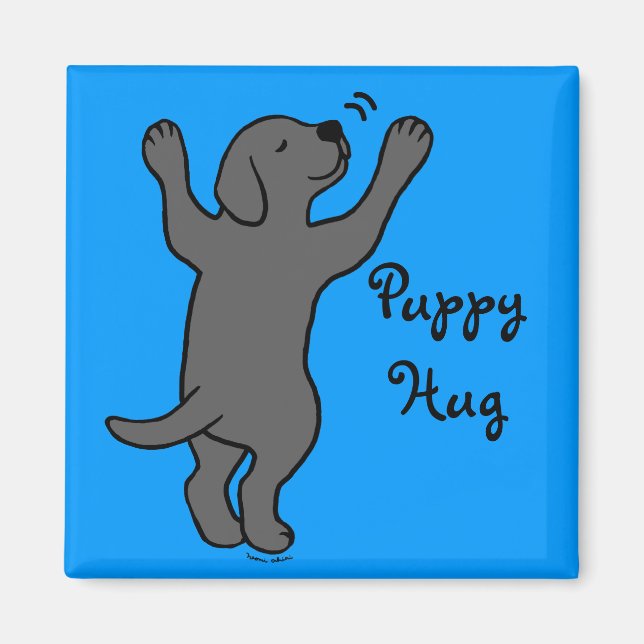 Black Labrador Puppy Hug Magnet (Framsidan)