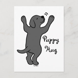 Black Labrador Puppy Hug Vykort