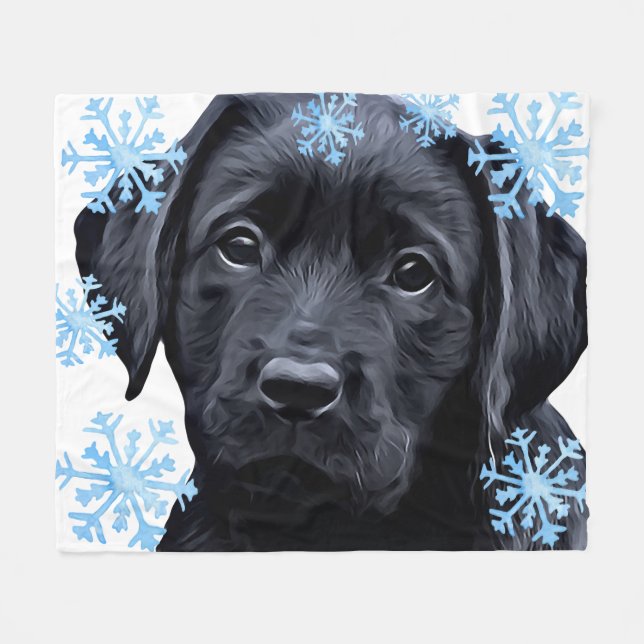 Black Labrador Puppy Hund God jul Fleecefilt (Framsidan (Horisontell))