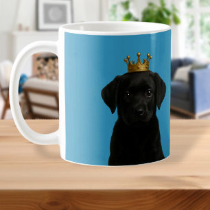 Black Labrador Puppy i Krona Cute Guld Kaffemugg
