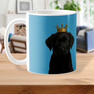 Black Labrador Puppy i Krona Cute Guld Kaffemugg