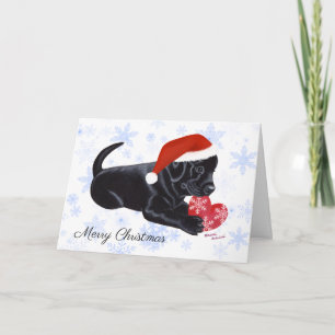 Black Labrador Puppy jul Snowflake Helgkort
