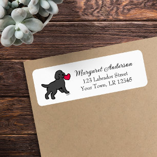 Black Labrador Puppy Little Heart Returadress Etikett