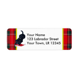 Black Labrador Puppy med jultomten jul Returadress Etikett