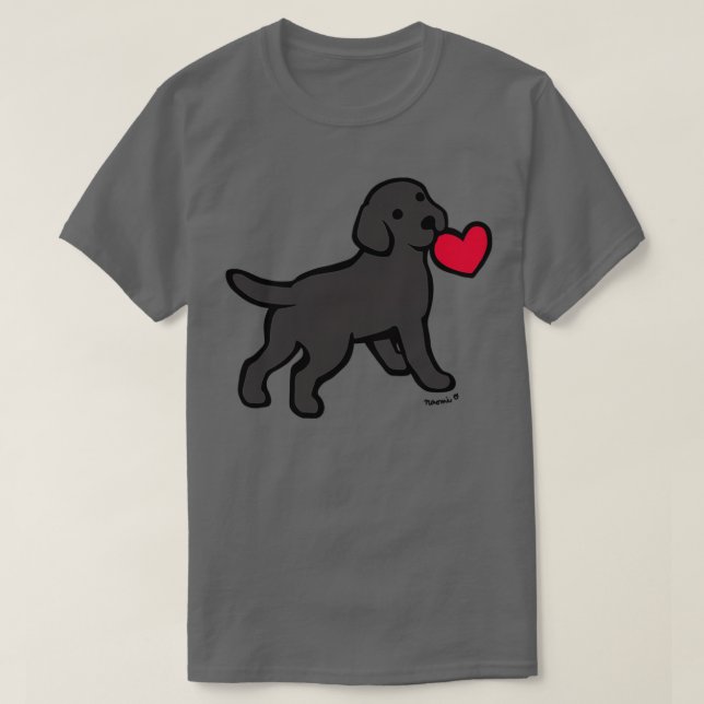 Black Labrador Puppy med lite hjärta T Shirt (Design framsida)