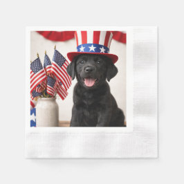 Black Labrador Puppy Patriotic Paper Napkins | Pappersservett