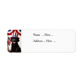 Black Labrador Puppy Patriotic Summer PartyCustom Returadress Etikett