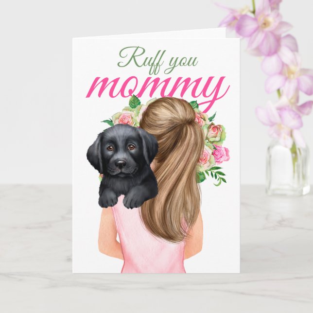 Black Labrador Puppy with Woman Ruff You Mamma Kort (Orkide)