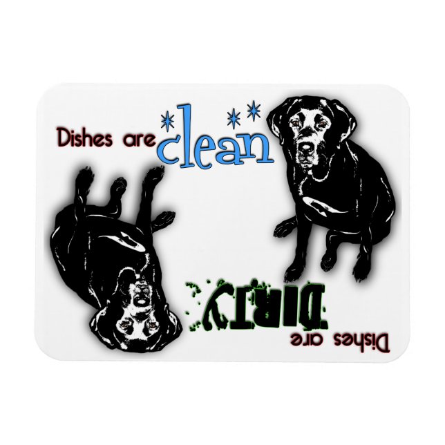 Black Labrador Rectangle Dishwasher Magnet (Horisontell)