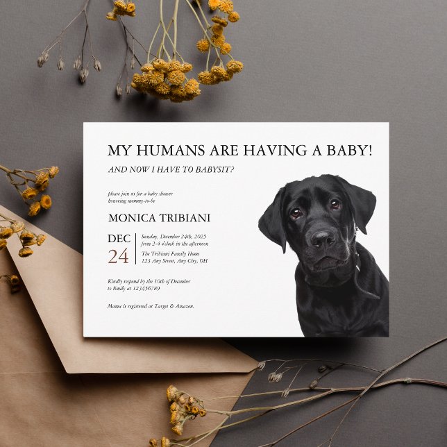 Black Labrador Retriever Baby Shower Minimalist Inbjudningar (Skapare uppladdad)