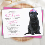Black Labrador Retriever Baby Shower Simple Cute Inbjudningar<br><div class="desc">Inbjudan dina vänner och din familj för att fira din nyfödd bebis-flickas ankomst med den här vackra svart lab barnduschinbjudan, tillbehör och gåvor från party. En söt svart labrador som hämtar valp flicka med rosa och lila blommor. Den här enkla och minimala designen är perfekt för valfri babydusch för valpar....</div>