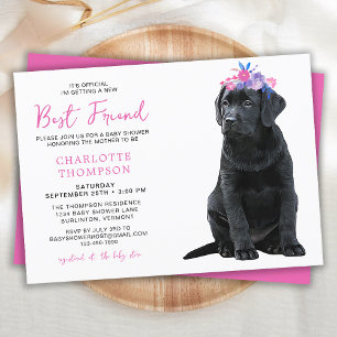 Black Labrador Retriever Baby Shower Simple Cute Inbjudningar