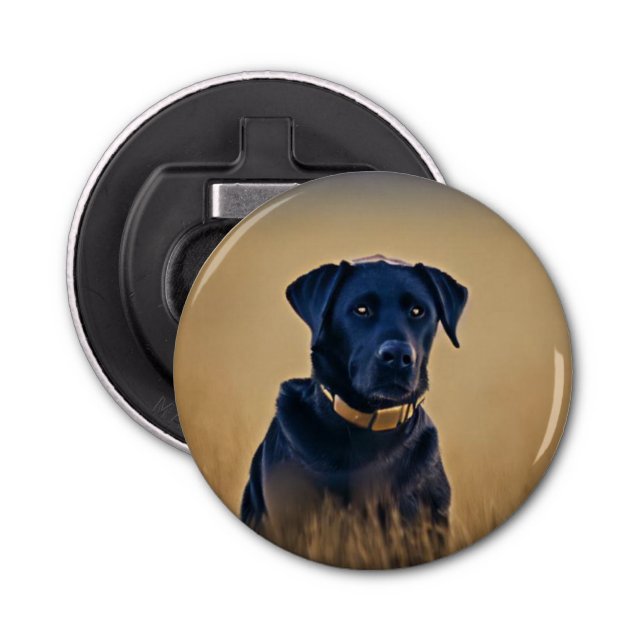 Black Labrador Retriever Button Bottle-öppnare Flasköppnare (Framsidan)