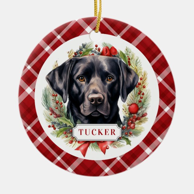 Black Labrador Retriever Ceramic Circle Ornament (Framsidan)