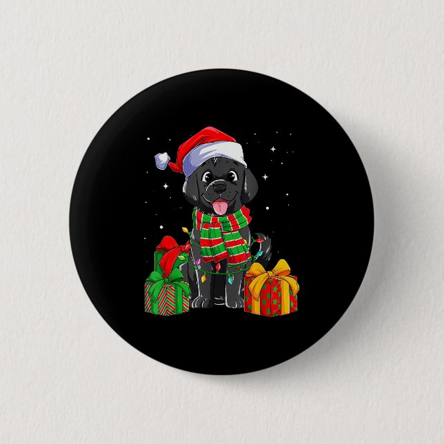 Black Labrador Retriever Christmas Lights Xmas Lab Knapp (Framsida)