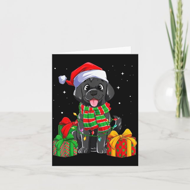 Black Labrador Retriever Christmas Lights Xmas Lab Kort (Framsida)