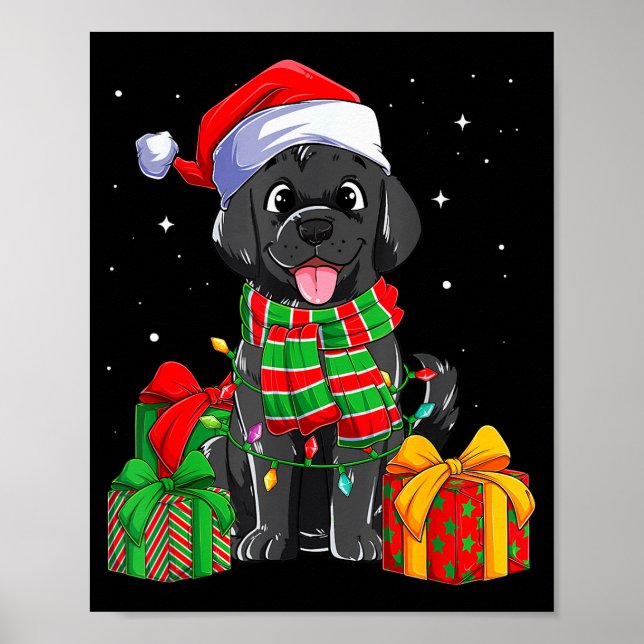 Black Labrador Retriever Christmas Lights Xmas Lab Poster (Framsidan)