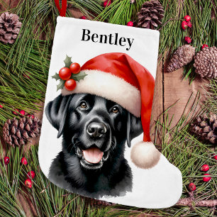 Black Labrador Retriever Cute Festive Santa Hund Liten Julstrumpa