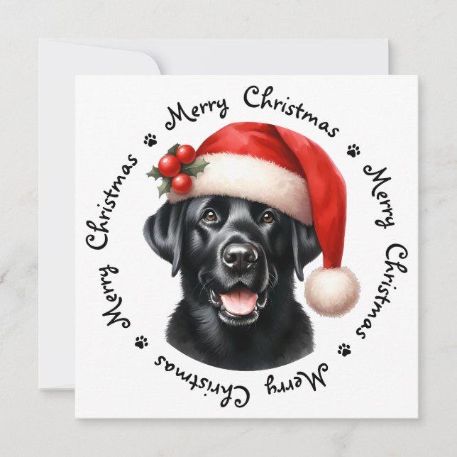Black Labrador Retriever Cute God jul Julkort (Framsida)
