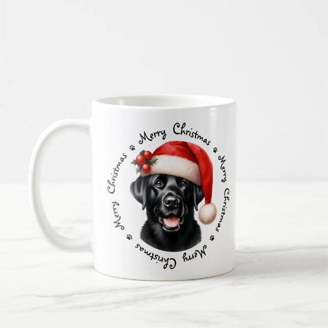 Black Labrador Retriever Cute God jul Kaffemugg (Vänster)