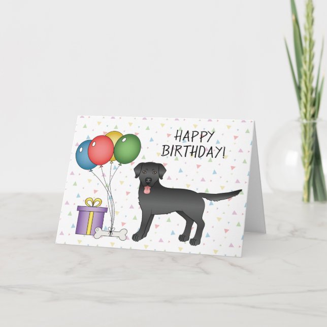 Black Labrador Retriever Cute Hund Grattis på föde Kort (Framsida)