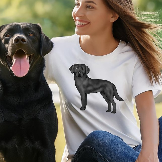 Black Labrador Retriever Cute Hund Illustration T Shirt (Please note: This image is a digital mockup.)