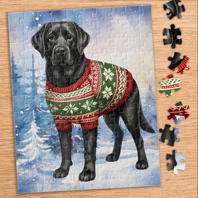 Black Labrador Retriever Cute jul-Hund Pussel (Skapare uppladdad)
