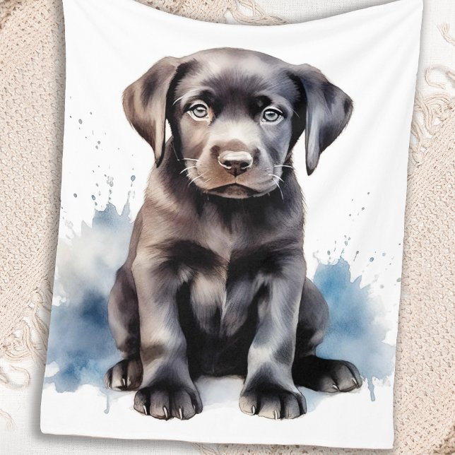 Black Labrador Retriever Cute Puppy Hund Fleecefilt (Skapare uppladdad)