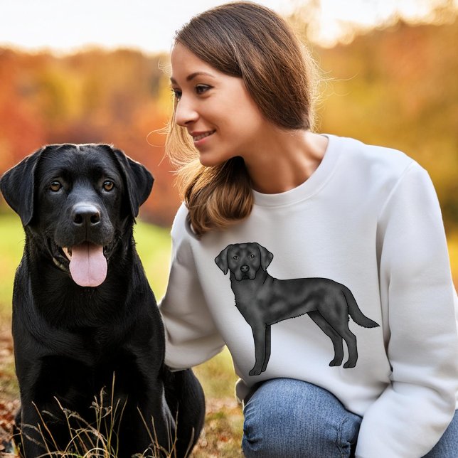 Black Labrador Retriever Cute Tecknad hund Tecknin T Shirt (Please note: This image is a digital mockup.)