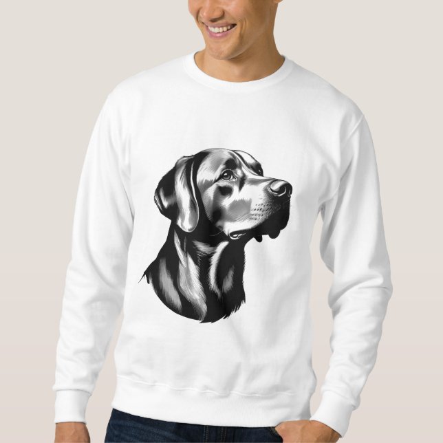 Black Labrador Retriever Dog Dad Illustration Lång Ärmad Tröja (Framsida)