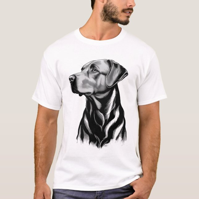 Black Labrador Retriever Dog Sketch T Shirt (Framsida)