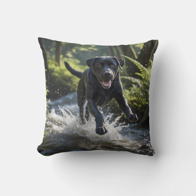 Black Labrador Retriever Elegant Dekorativ kudde (Framsida)