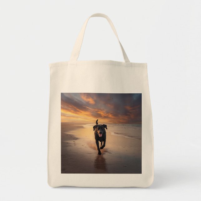 Black Labrador Retriever Elegant Livsmedel Tote Ba Tygkasse (Framsidan)