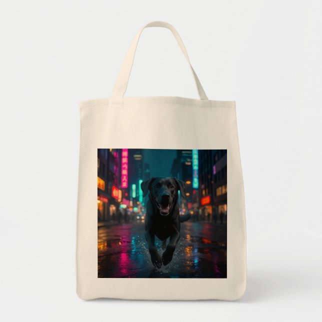 Black Labrador Retriever Elegant Livsmedel Tote Ba Tygkasse (Framsidan)