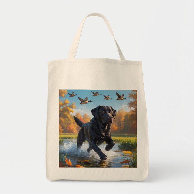 Black Labrador Retriever Elegant Livsmedel Tote Ba Tygkasse (Framsidan)