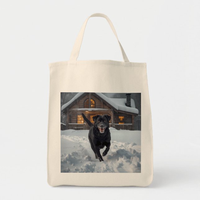 Black Labrador Retriever Elegant Livsmedel Tote Ba Tygkasse (Framsidan)