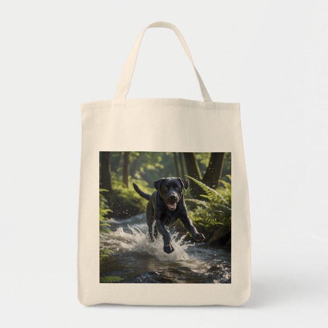Black Labrador Retriever Elegant Livsmedel Tote Ba Tygkasse (Framsidan)