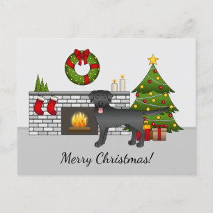 Black Labrador Retriever - Festive julrum Vykort