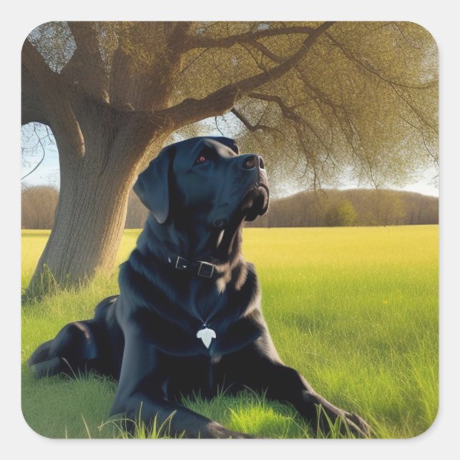 Black Labrador Retriever Fyrkantigt Klistermärke (Framsida)