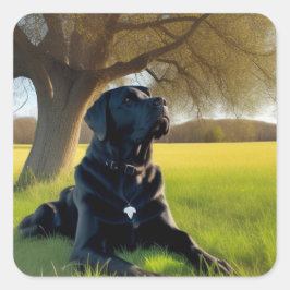 Black Labrador Retriever Fyrkantigt Klistermärke
